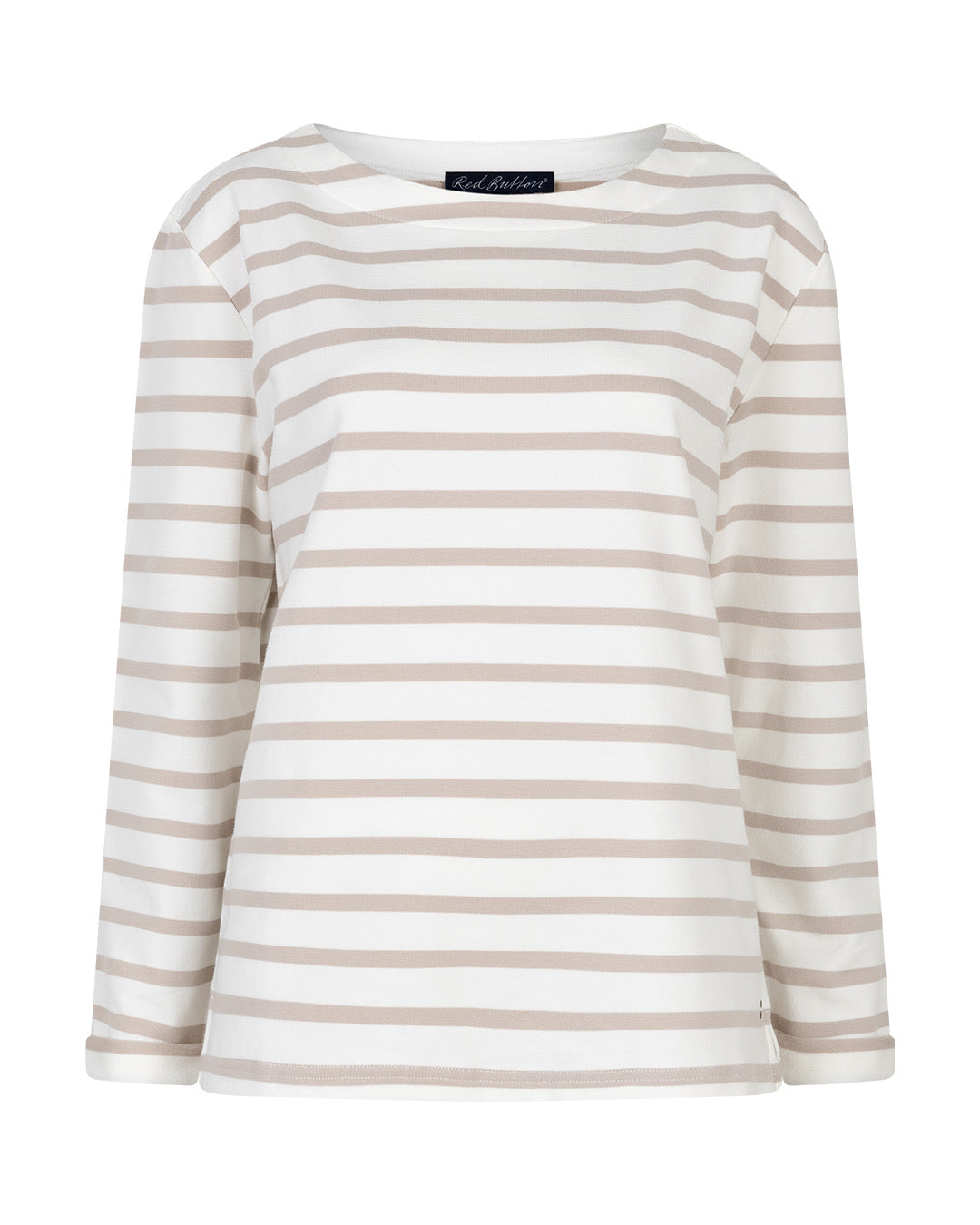 Red Button Streep Shirt Terry Zand - Peet kleding