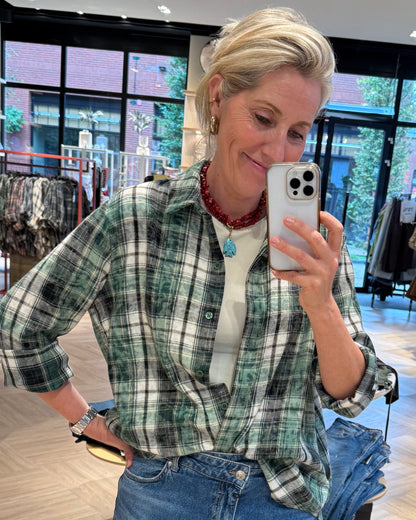 Blouse Wood Ruiten Zand Groen