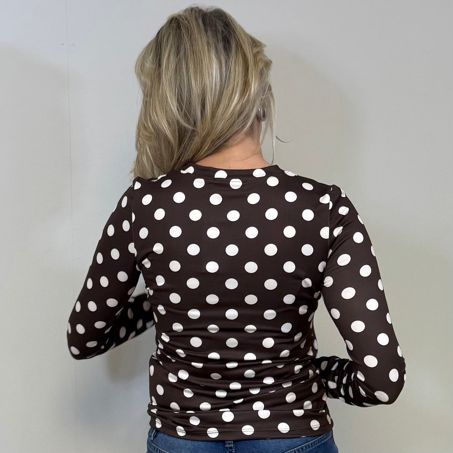 Azzurro Top Bella Dot Bruin Wit - Peet kleding