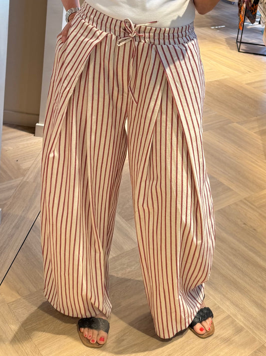 Broek Linnen Amy Streep Ecru - Peet kleding