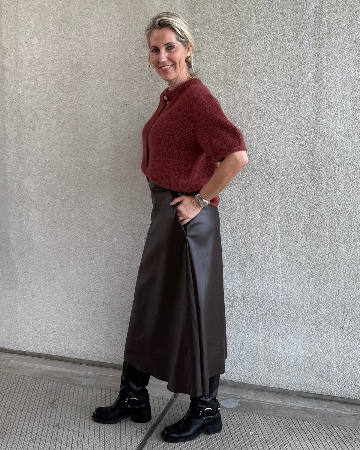 Rok Miriam Leather Donkerbruin - Peet kleding