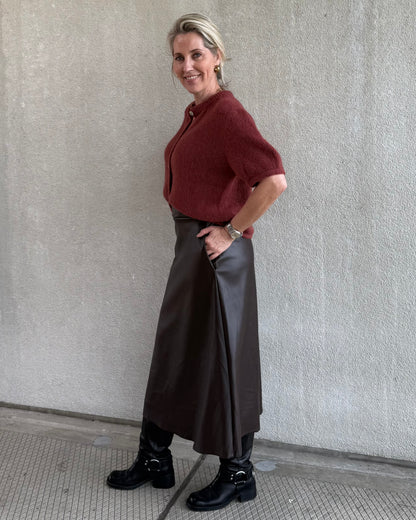 Rok Miriam Leather Donkerbruin - Peet kleding