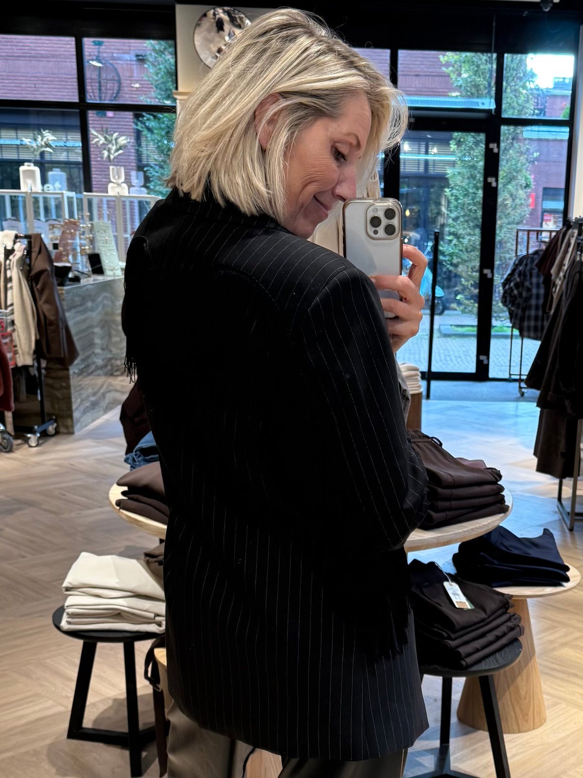 Blazer Billy Krijtstreep Franje Zwart - Peet kleding