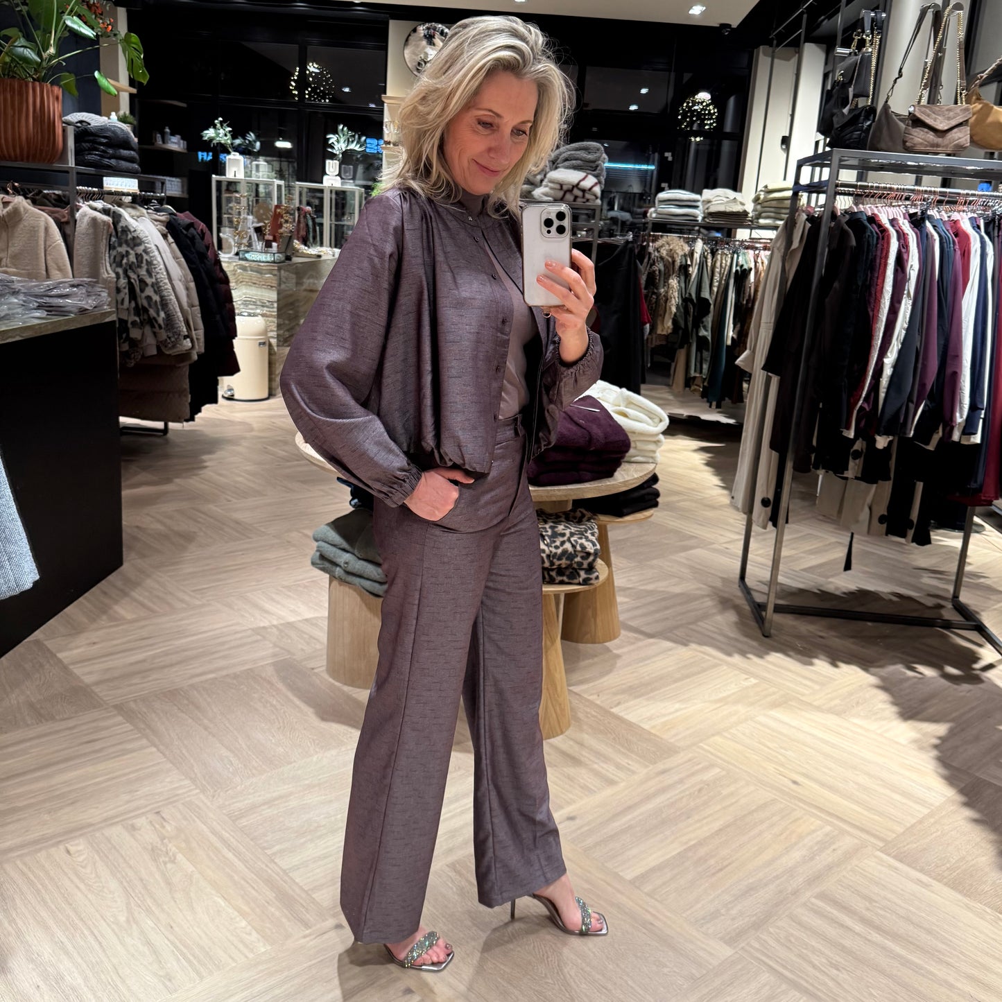 Yaya Wijde Pantalon Aubergine Melee - Peet kleding