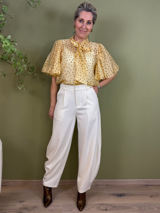 Blouse Pofmouw Dots Geel - Peet kleding