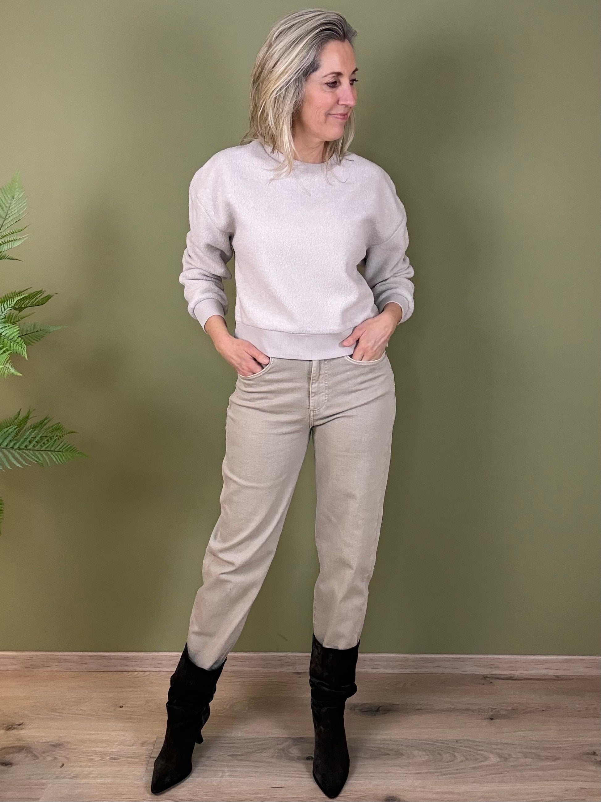 Yaya Teddy Sweater Zand - Peet kleding