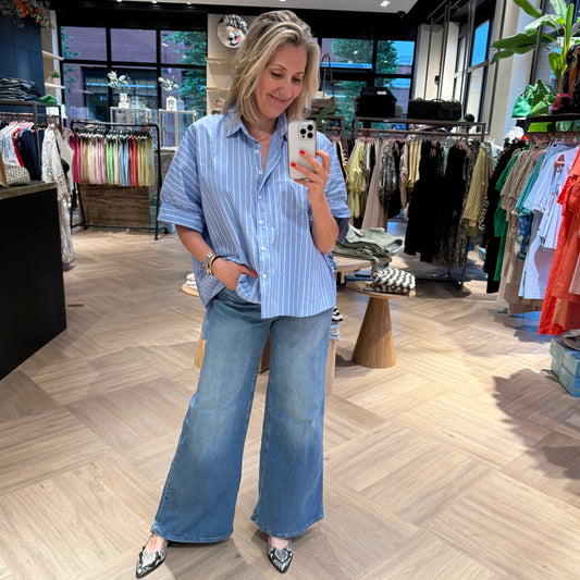 Azzurro Blouse Shirley Streep Blauw