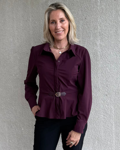 Triple Nine - Travel Blouse Simona Aubergine - 5950 - Peet kleding