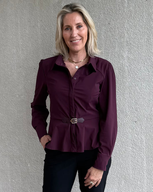 Triple Nine - Travel Blouse Simona Aubergine - 5950 - Peet kleding