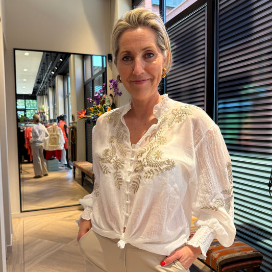 Blouse Louise Wit Goud - Peet kleding