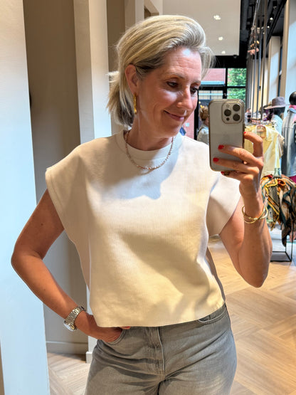 Yaya Sweater Boxy Creme - Peet kleding