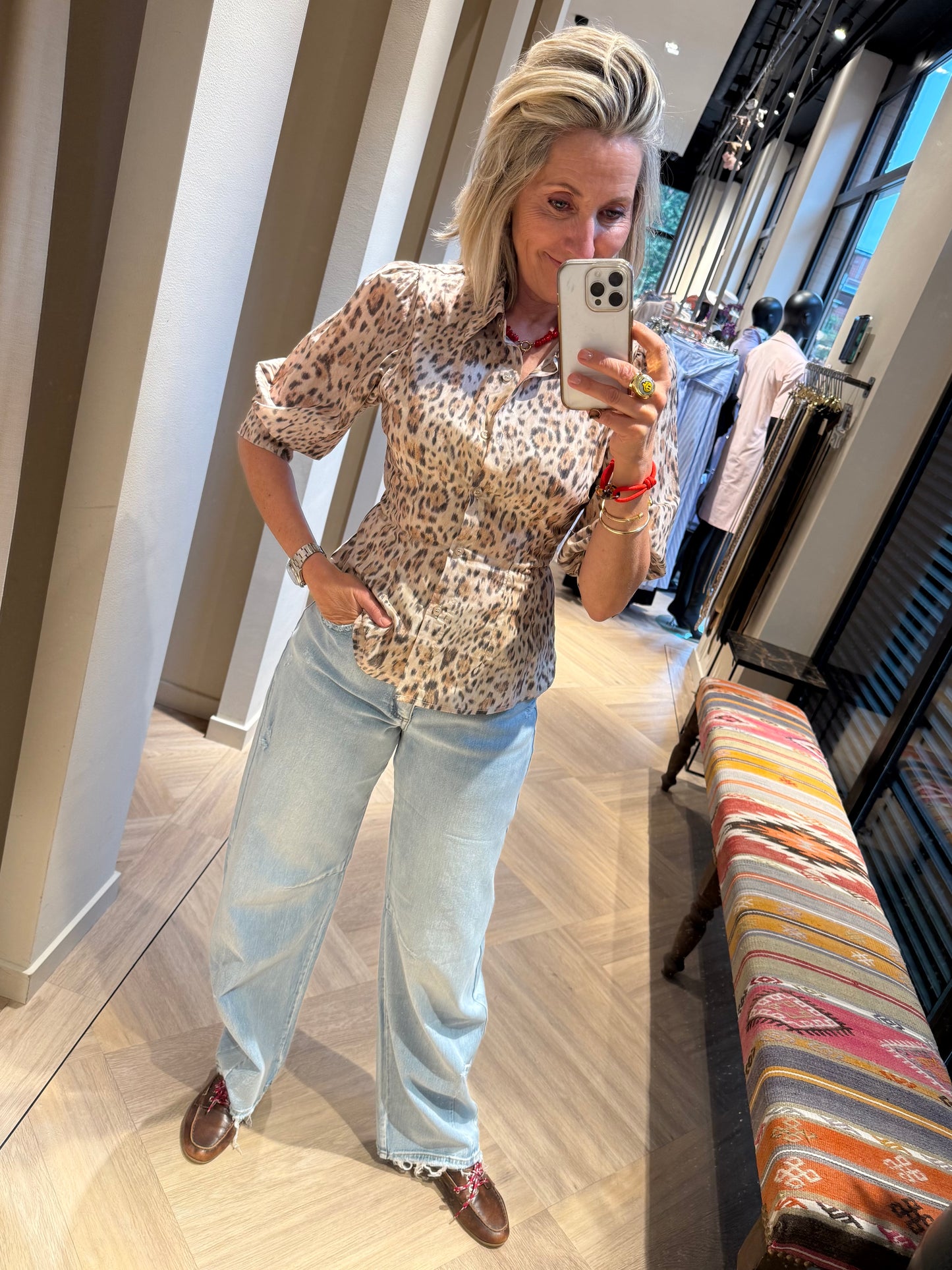 Azzurro Blouse Zella Leopard - Peet kleding