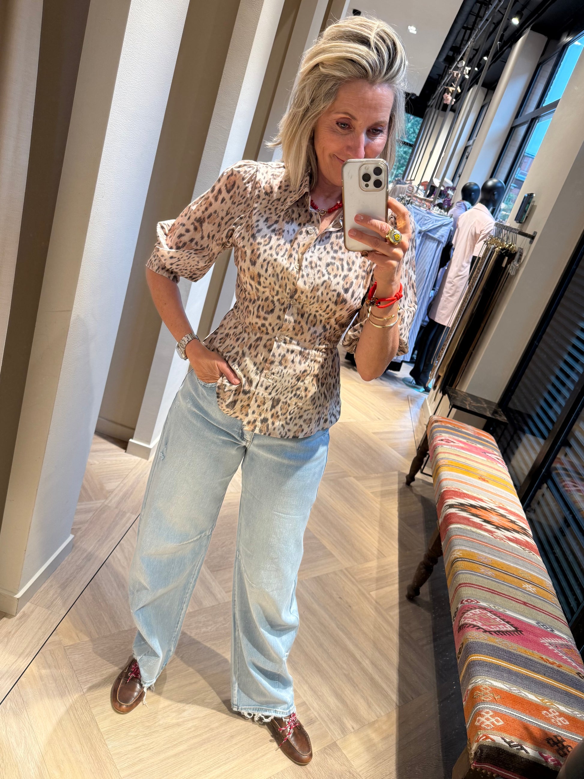 Azzurro Blouse Zella Leopard - Peet kleding