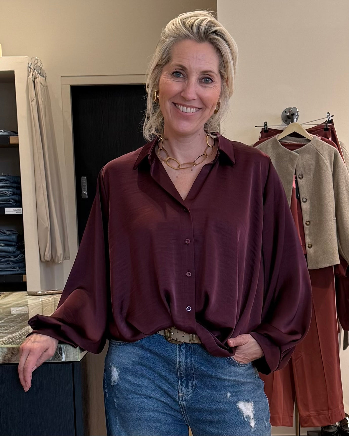 Blouse Danique Aubergine - Peet kleding