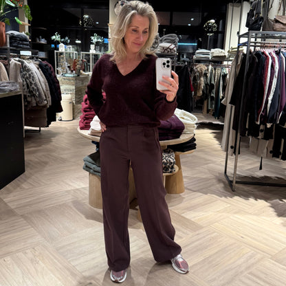 Yaya Wijde Pantalon Aubergine - Peet kleding