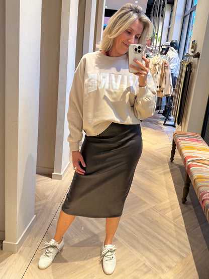 Faux Leather Koker Rok Donkerbruin - Peet kleding