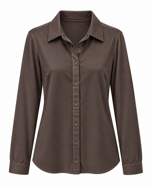 Blouse Jersey Uni Donkerbruin - Peet kleding