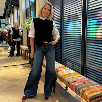 Gebreide Top Mouwloos Lucy Zwart - Peet kleding