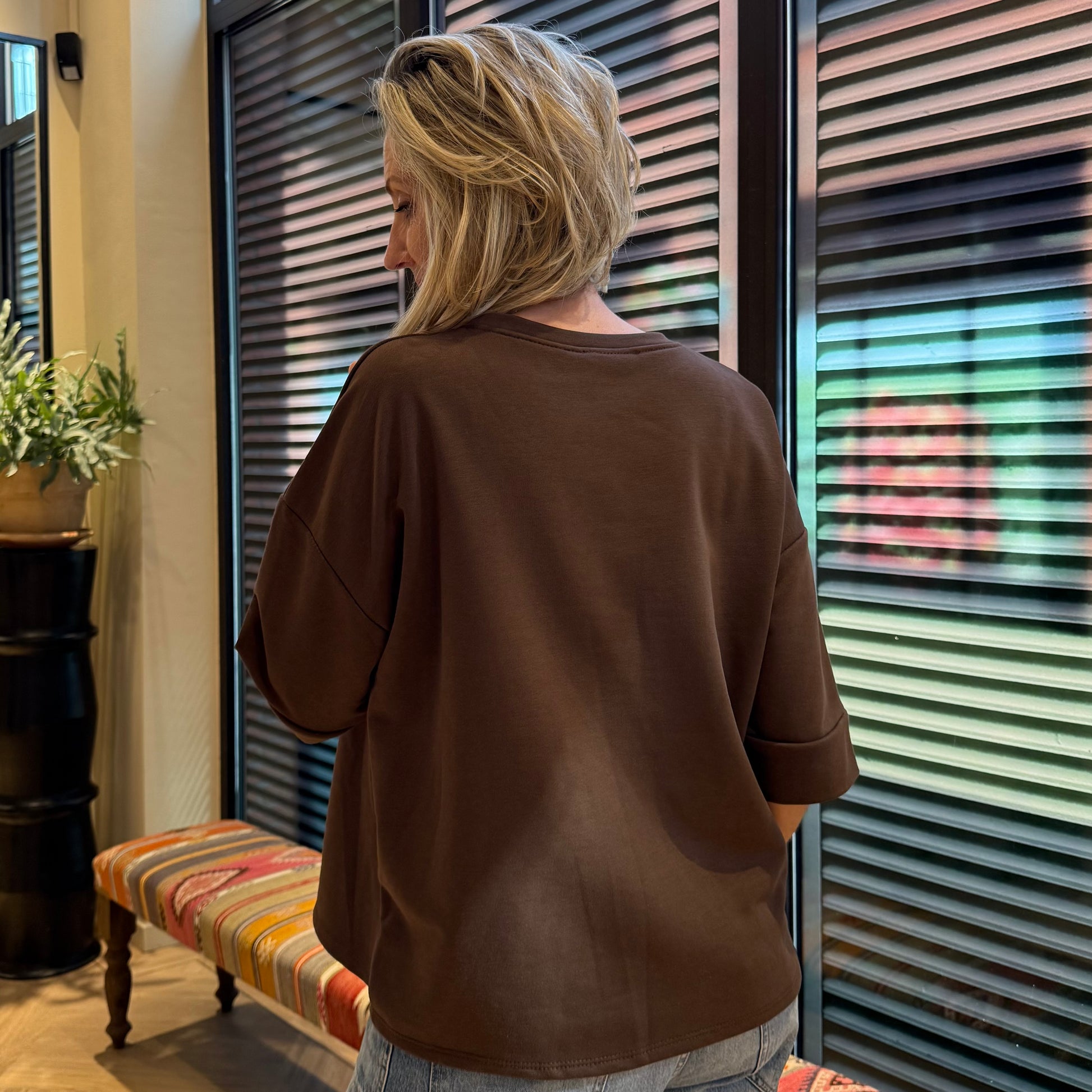 Azzurro Sweater Mia Donkerbruin - Peet kleding