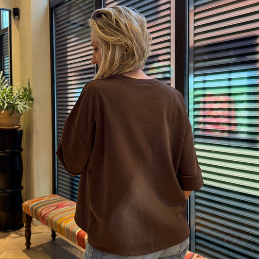 Azzurro Sweater Mia Donkerbruin - Peet kleding