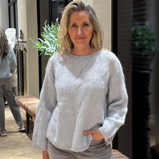 Yaya Trui Cable Wool Grijs - Peet kleding