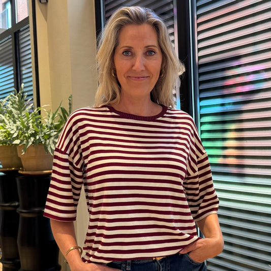 Azzurro T-shirt Streep Gina Bordeaux - Peet kleding