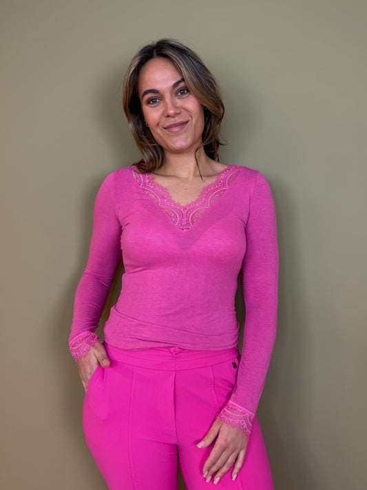Triple Nine - Cashmere Top Lou Lou Fuchsia - 9003 - Peet kleding