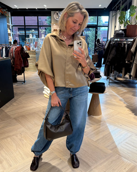 Blouse Roos Satijn Goud - Peet kleding