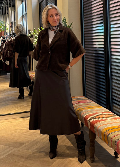 Rok Miriam Leather Donkerbruin - Peet kleding