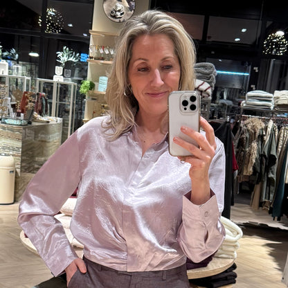 Yaya Blouse Satijn Grijzig Paars - Peet kleding