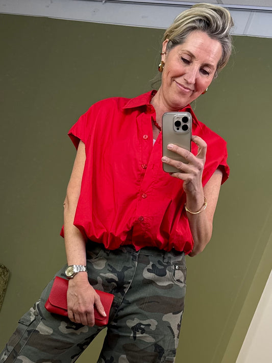 Ambika Blouse Boxy Rood - Peet kleding