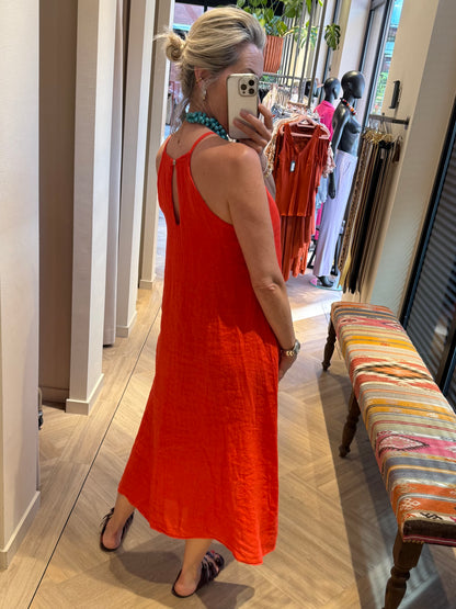 Jurk Marina Linnen Rood - Peet kleding