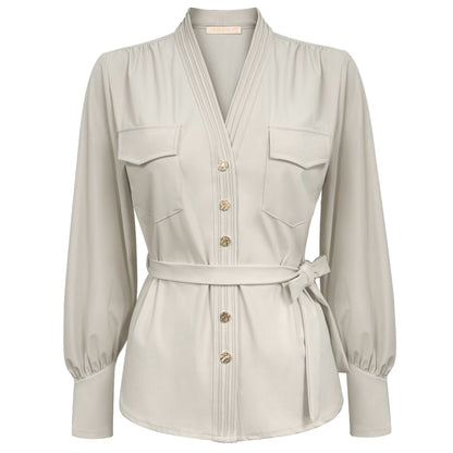 Triple Nine - Travel Blouse Megan Beige - 5926 - Peet kleding