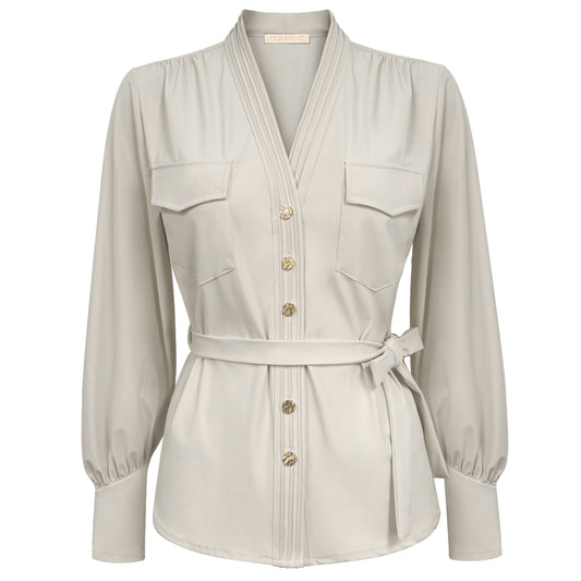 Triple Nine - Travel Blouse Megan Beige - 5926 - Peet kleding