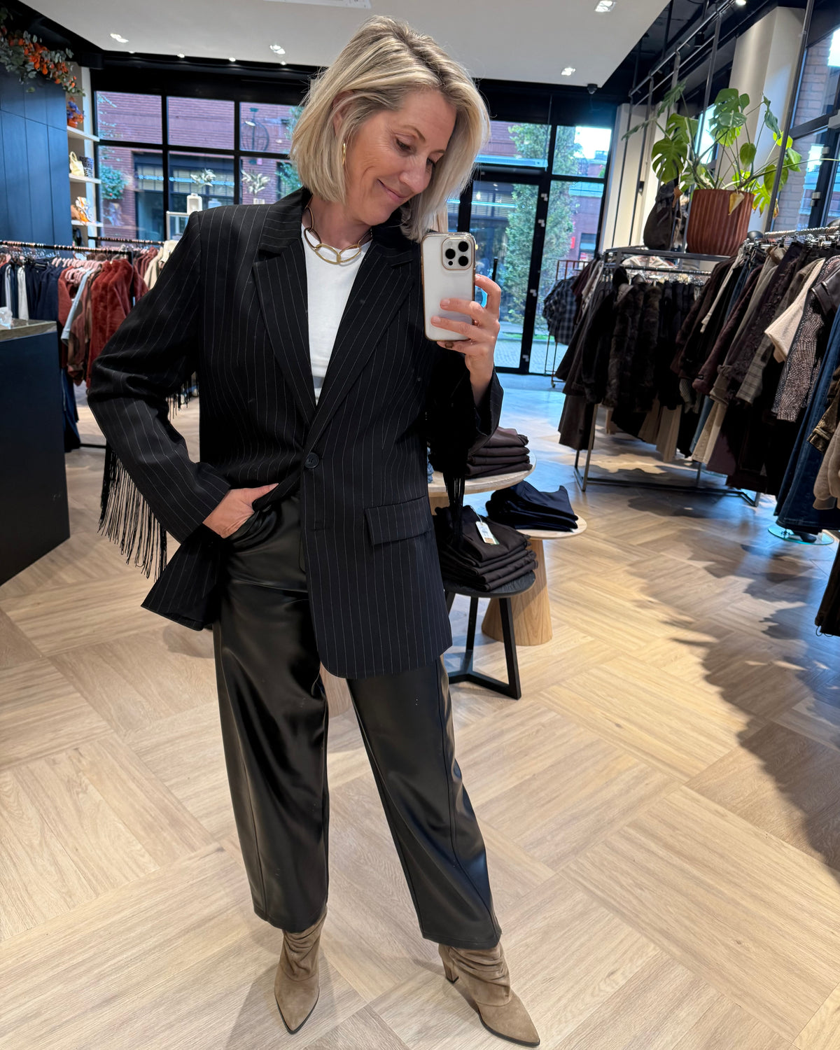 Blazer Billy Krijtstreep Franje Zwart - Peet kleding
