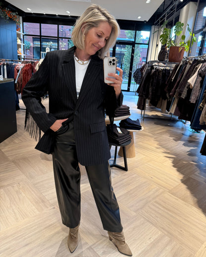 Blazer Billy Krijtstreep Franje Zwart - Peet kleding