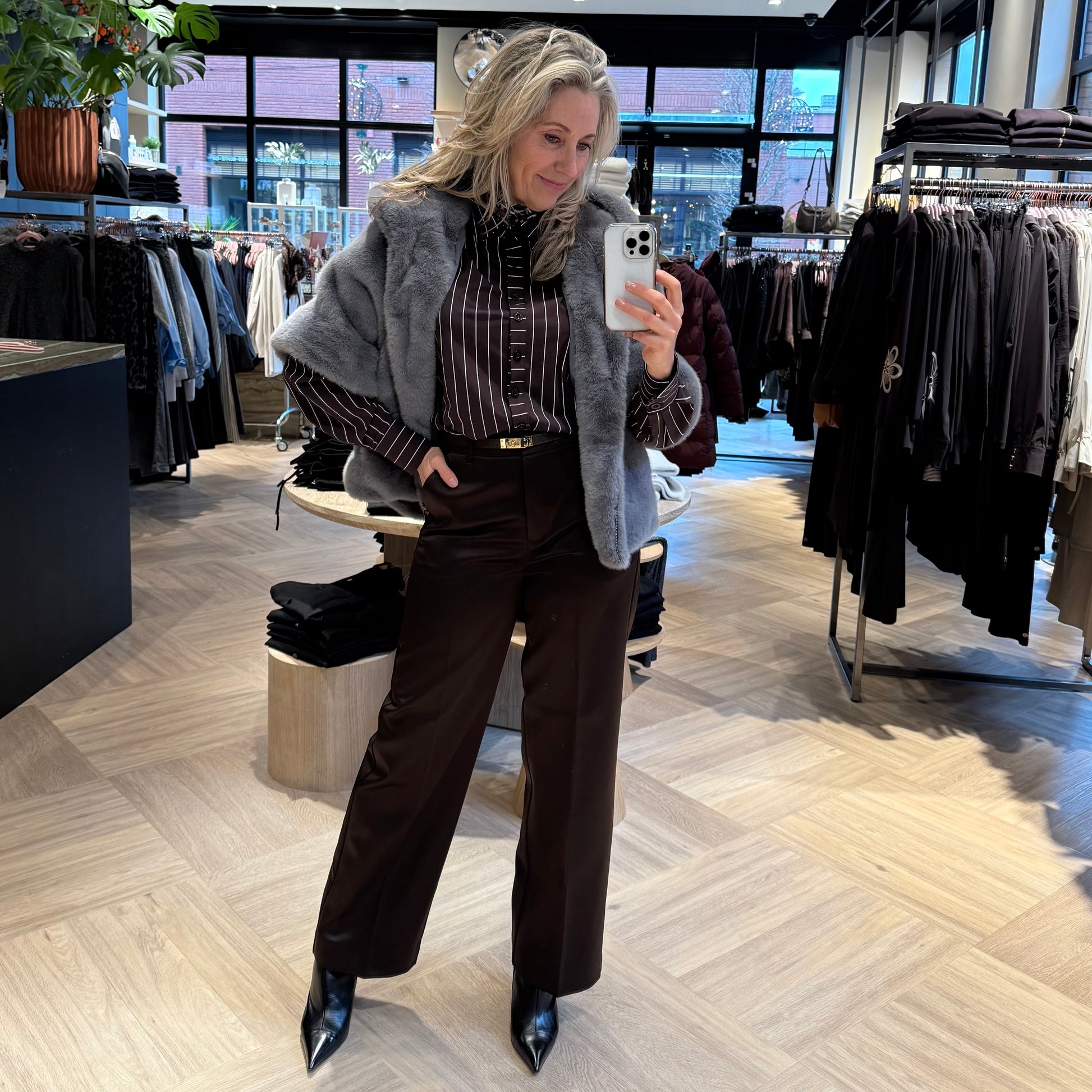 Bodywarmer Celia Faux Fur Grijs - Peet kleding