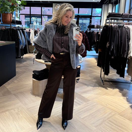 Bodywarmer Celia Faux Fur Grijs - Peet kleding