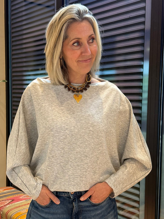 Azzurro Sweater Gaby Grijs Melee - Peet kleding