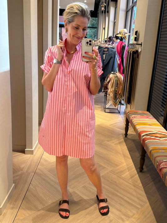 Azzurro Jurk Streep Roze Rood - Peet kleding