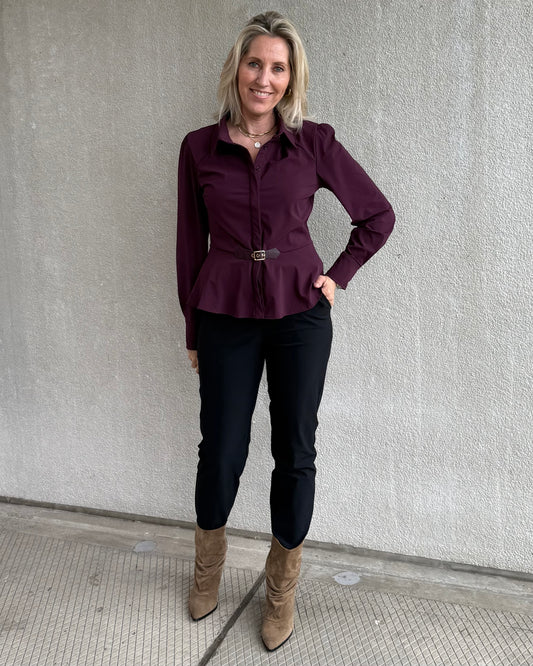 Triple Nine - Travel Blouse Simona Aubergine - 5950 - Peet kleding