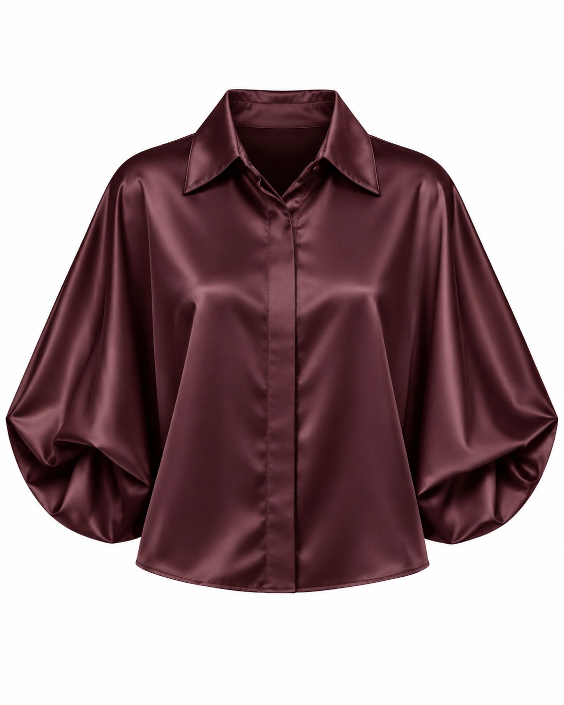Blouse Roos Satijn Bordeaux - Peet kleding