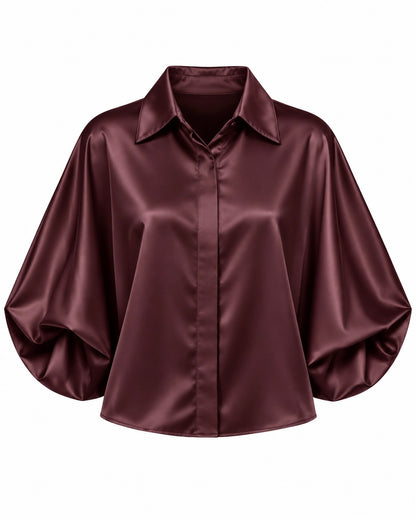 Blouse Roos Satijn Bordeaux - Peet kleding