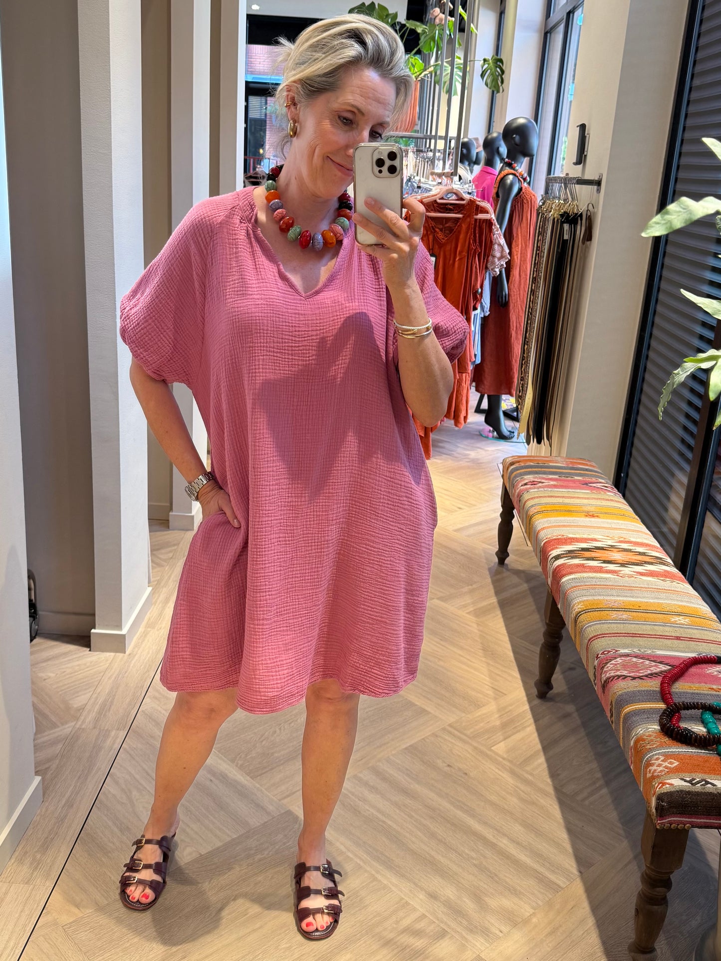 Jurk Gigi Mousseline Roze - Peet kleding