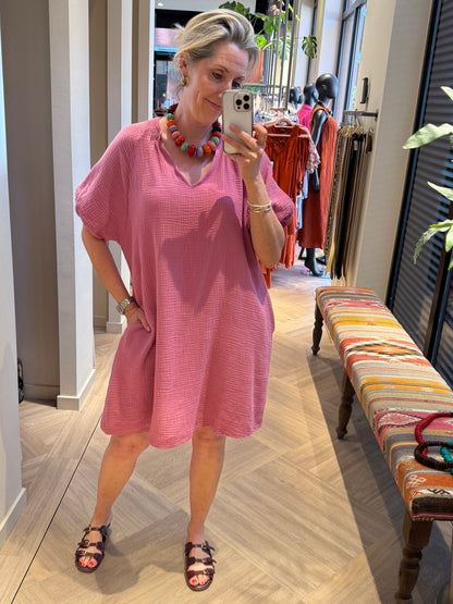 Jurk Gigi Mousseline Roze - Peet kleding