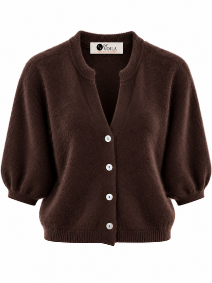 Angora Vest Spike Donkerbruin - Peet kleding