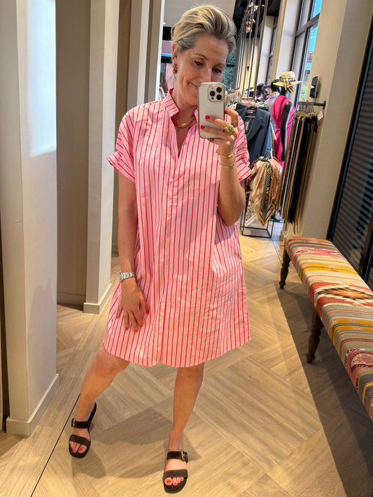 Azzurro Jurk Streep Roze Rood - Peet kleding