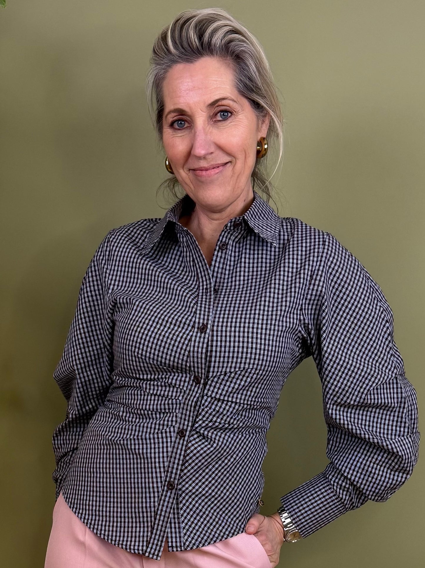 Ambika Blouse Ruit Bruin - Peet kleding