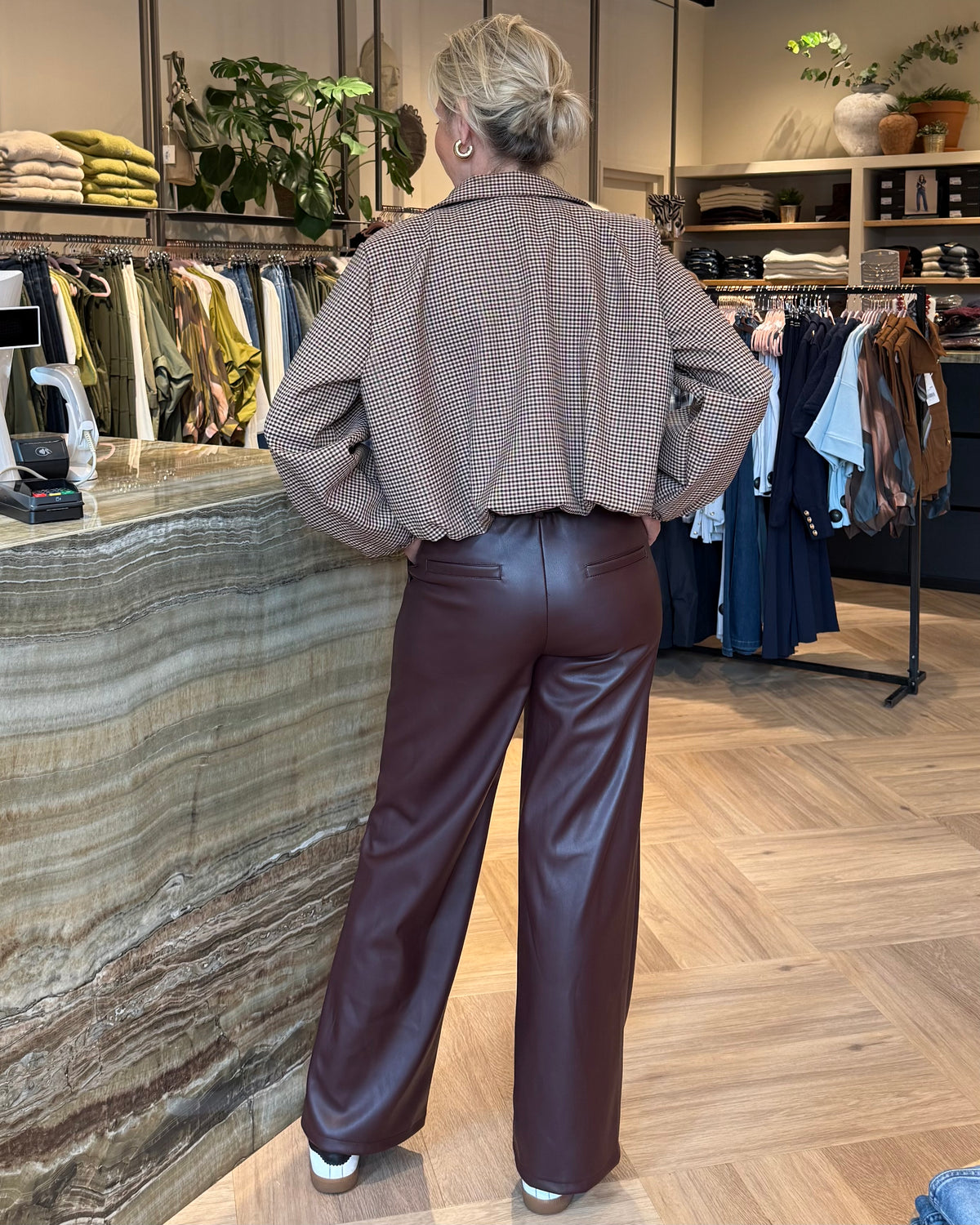 Broek Sarah Leather Bordeaux