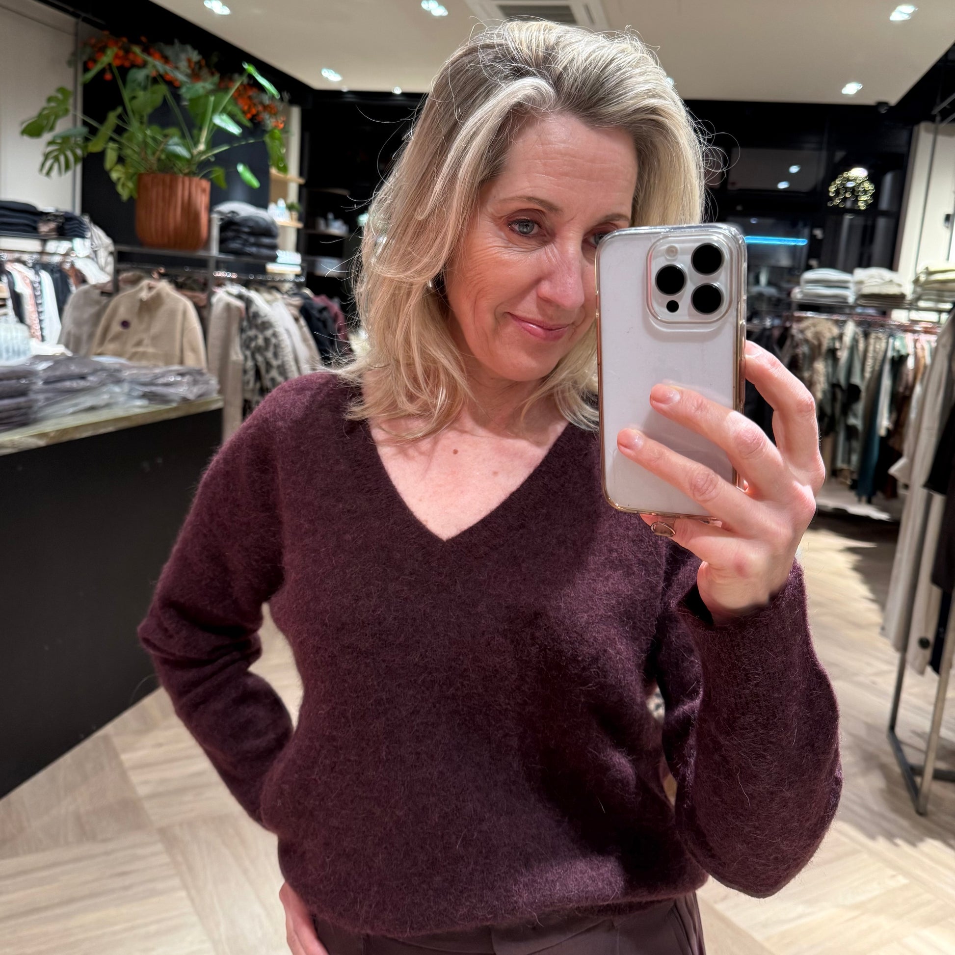 Yaya Trui Alpaca Aubergine - Peet kleding